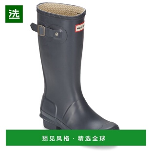 欧洲直邮hunter 儿童蓝色橡胶户外防水防滑露营踩水长筒时尚雨靴