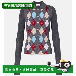 grey灰色 1h可退 舒 菱形羊毛Polo毛衣 女士 香港直郵GANNI 甘尼