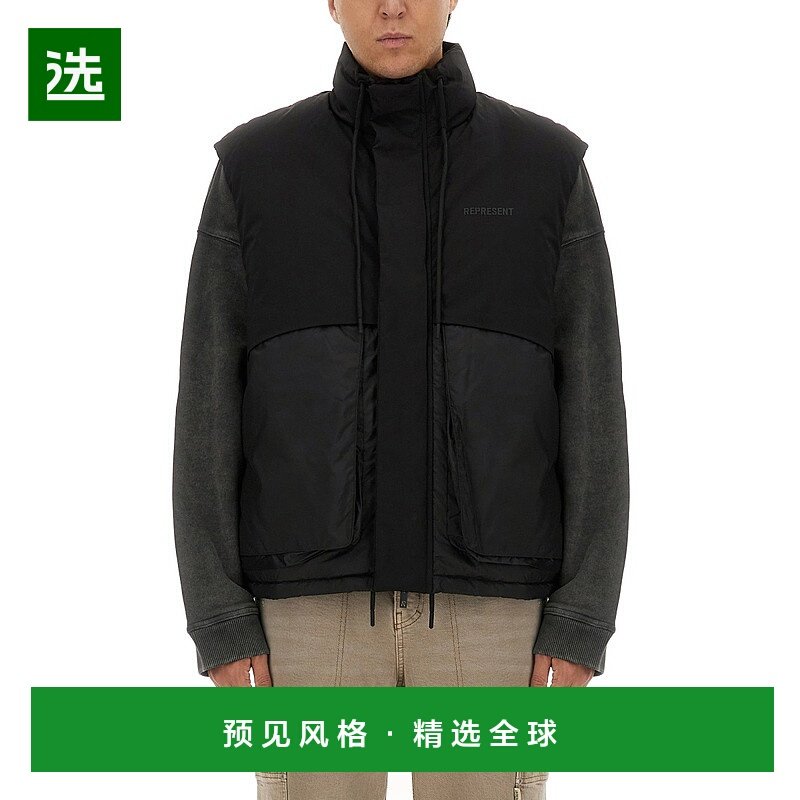 1h可退 香港直邮Represent 男士 带里衬背心 MLM1018001 black黑