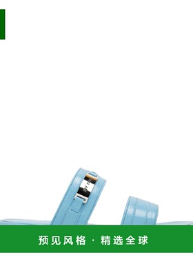 1h可退 香港直邮BY FAR 女士 EASY 湖蓝色光泽木纹皮质凉鞋 22CRE