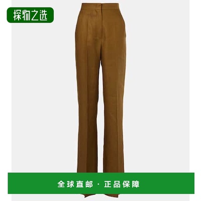 1h可退 香港直邮MaxMara 麦斯玛拉 女士 Aversa 徽标高腰阔腿裤