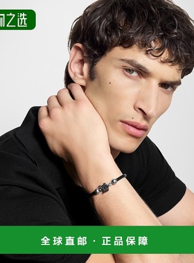 欧洲直邮LV路易威登 Flower Hook系列男士黑色牛皮logo标识手