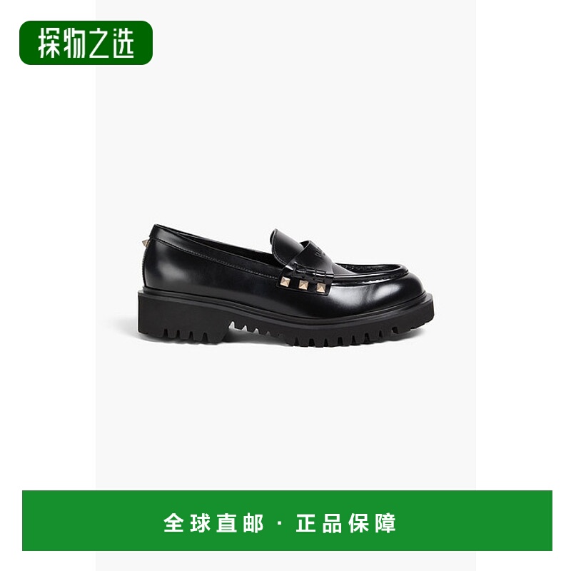 香港直邮valentino 华伦天奴 女士 铆钉皮质乐福鞋 W2S0HW9AWE0NO