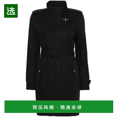 1h可退 香港直邮Fay 女士 VIRGINIA 黑色聚酯风衣 NAW50483940WAP