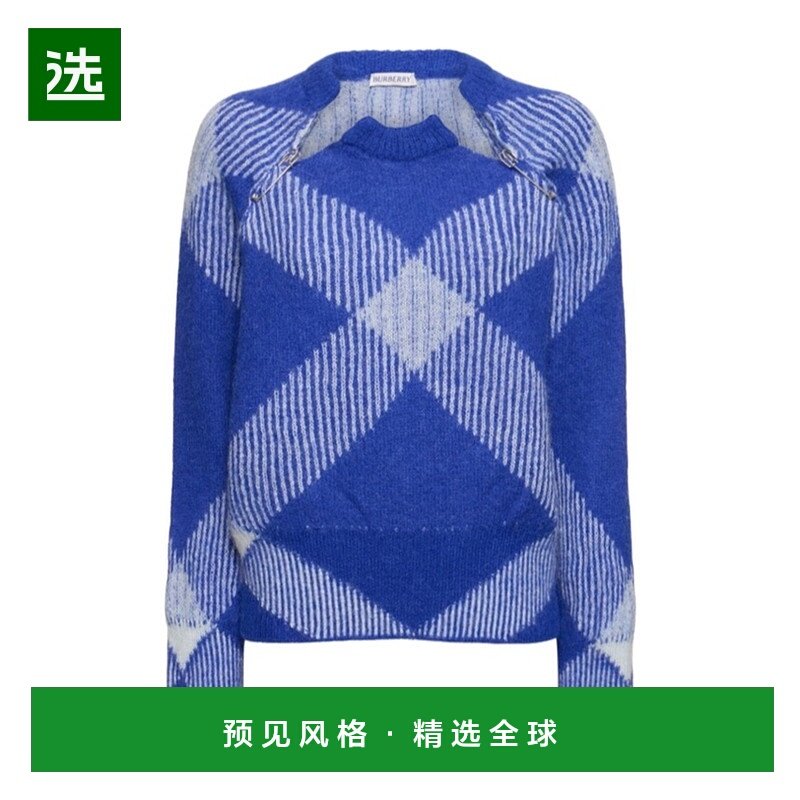 香港直邮Burberry 格纹针织方领毛衣 78I-NGL010