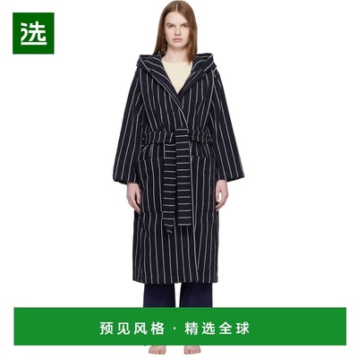 1h可退 香港直邮Tekla 女士 黑色 & 白色 Terry Hooded 浴袍 HBTH