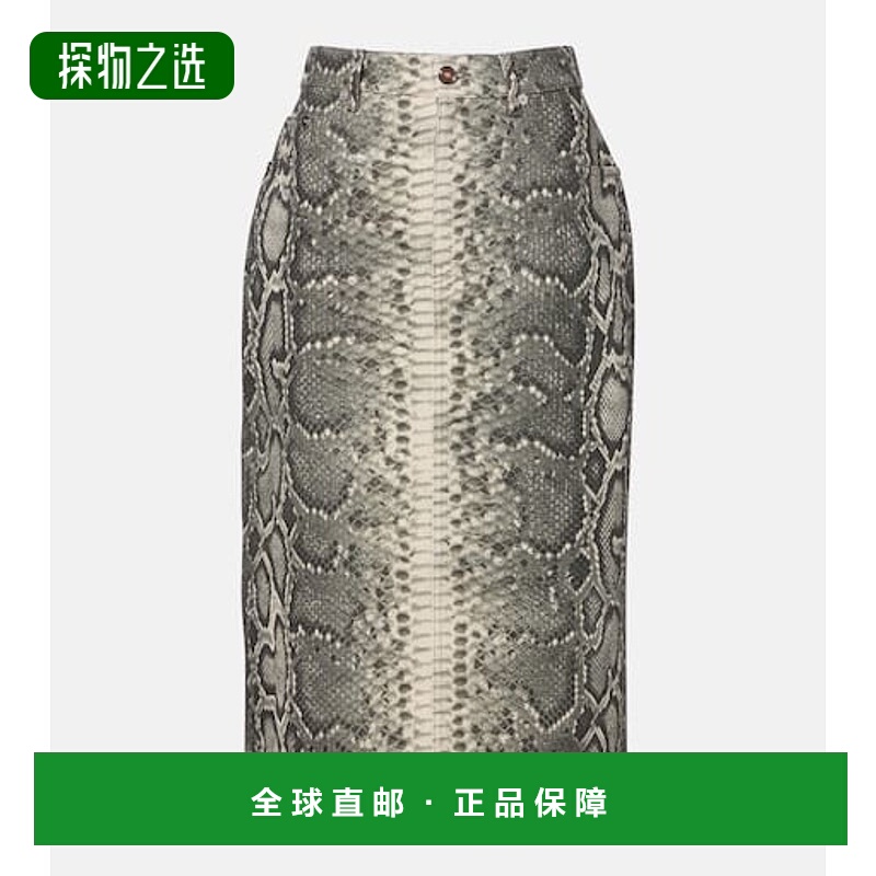 1h可退 香港直邮Gabriela Hearst 女士 Adelaide 蛇纹棉质中长半