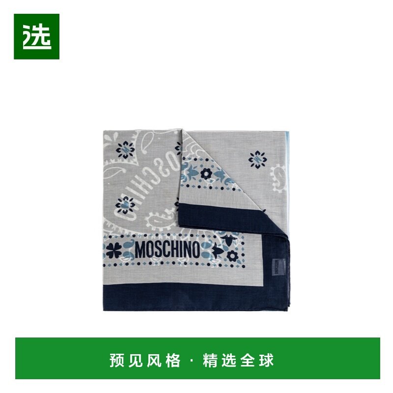 香港直邮MOSCHINO 男士围巾 03154M3384004 SS2026 灰色 徽标印花,服饰配件/皮带/帽子/围巾,围巾/丝巾/披肩,淘宝优惠券,粉丝福利购,淘宝优惠卷