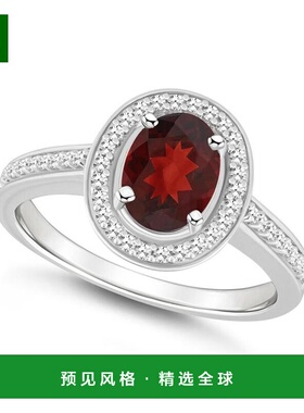 1h可退 【美国直邮】Macy's|纯银石榴石（1-1/2 克拉总重）和钻石