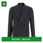 1h可退 灰色双排扣耸肩羊毛羊绒 Revers 香港直邮Tagliatore 男士