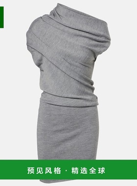 1h可退 香港直邮Staud 女士 Mabel 单肩羊毛迷你连衣裙 grey灰色