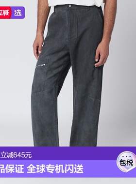 香港直邮Represent 男士 Washed-effect 黑色棉质裤子 MLM100356D