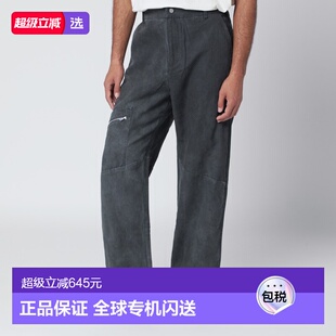 香港直邮Represent 男士 Washed-effect 黑色棉质裤子 MLM100356D