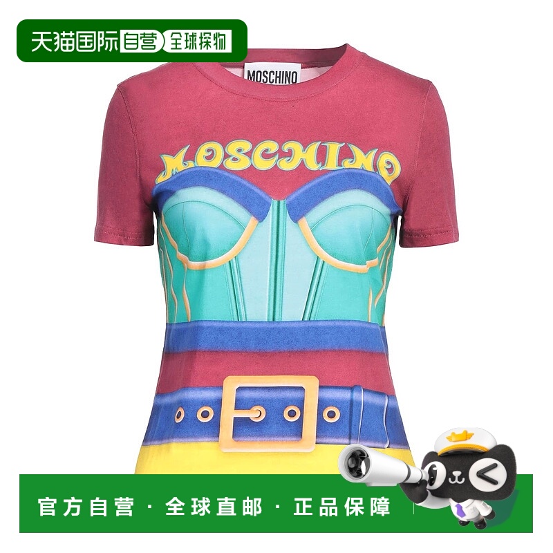 1h可退 香港直邮Moschino 莫斯奇诺 女士 T恤 red红色 舒适时尚