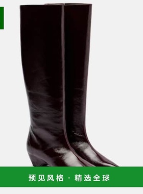 1h可退 香港直邮KHAITE 女士 Sybil 40 皮质及膝靴子 red红色 舒