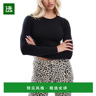 Fuller 女士 设计胸部合身短款 长袖 黑色 1h可退 T恤 香港直邮ASOS