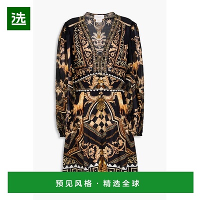 1h可退 香港直邮camilla and marc 女士 水晶装饰真丝雪纺双绉迷