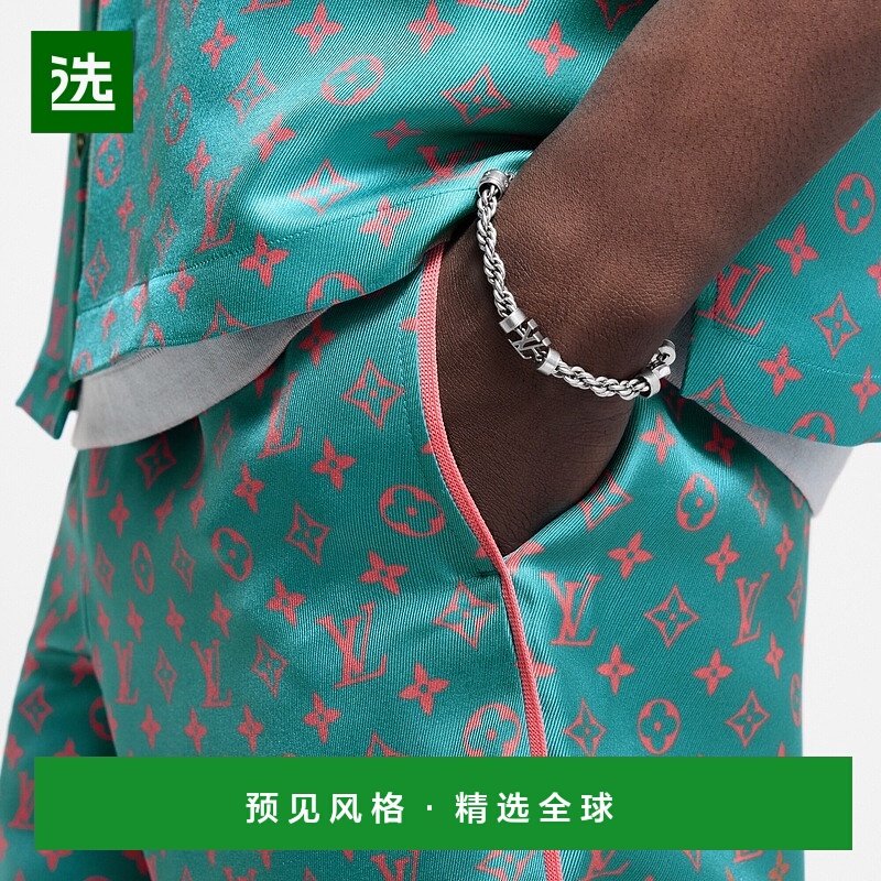 1h可退 欧洲直邮LV路易威登 Wire系列男士钯金色金属链条手链