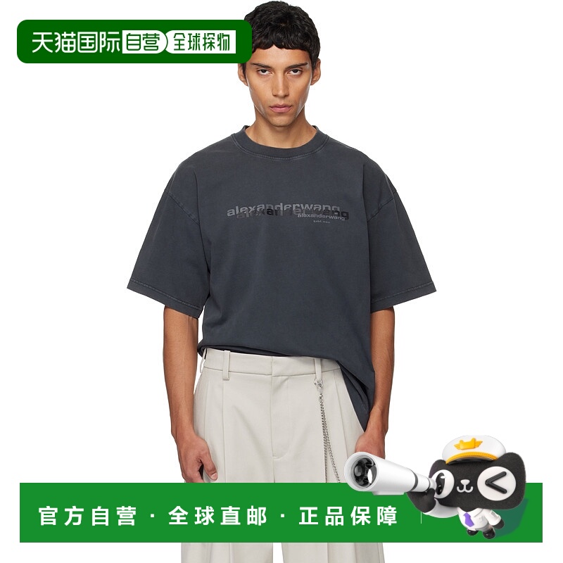 1h可退 香港直邮Alexander Wang 亚历山大·王 男士 黑色 T 恤 UC