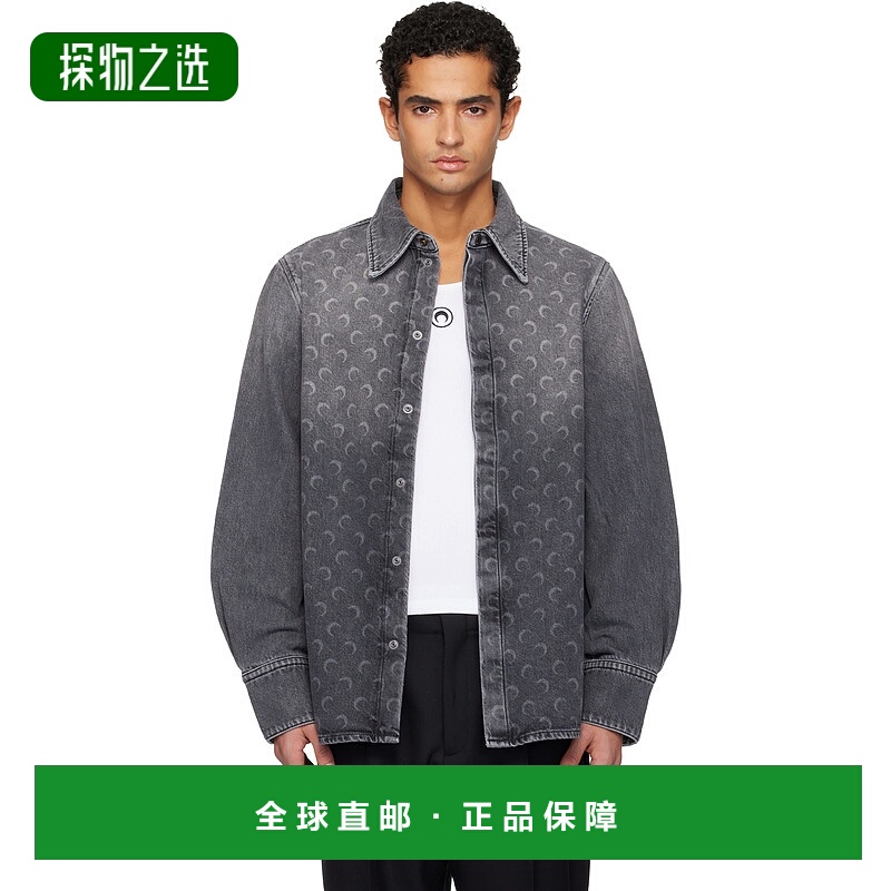 香港直邮Marine Serre 男士 灰色 Moon Laser 牛仔衬衫 USI035ACD