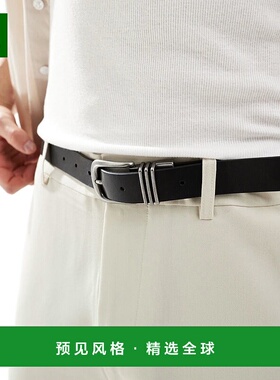 1h可退 香港直邮ASOS 男士 keeper 设计三个金属黑色仿皮皮带(peb