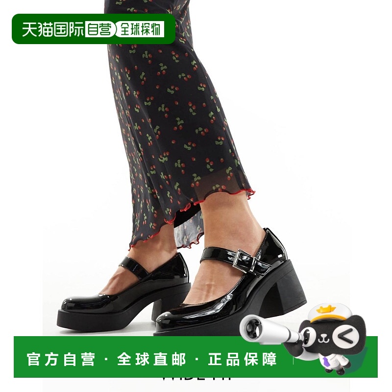 1h可退 香港直邮ASOS 女士 Sebastian 设计宽版粗跟玛丽珍高跟漆(