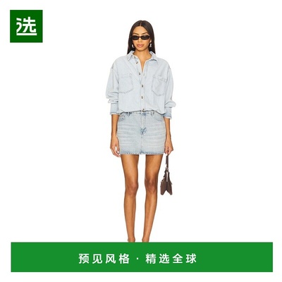 1h可退 香港直邮GOOD AMERICAN 女士 牛仔布衬衫式连衣裙 GFD269