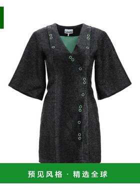 1h可退 香港直邮GANNI 女士连衣裙 F7506099 SS2023 黑色 LUREX M