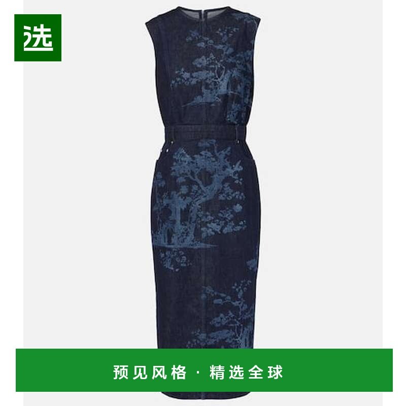 1h可退 香港直邮Erdem 女士 印花棉质牛仔铅笔连衣裙 blue蓝色 舒,女装/女士精品,连衣裙,淘宝优惠券,粉丝福利购,淘宝优惠卷