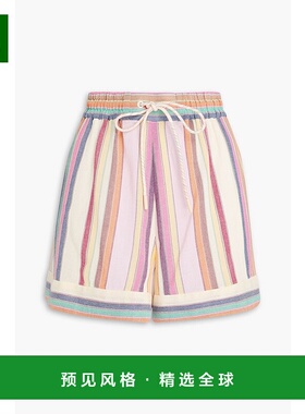 1h可退 香港直邮ZIMMERMANN 女士 Lexi 条纹棉质帆布短裤 8823ARS