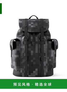 欧洲直邮LV/路易威登 Christopher MM男士黑色帆布双肩包