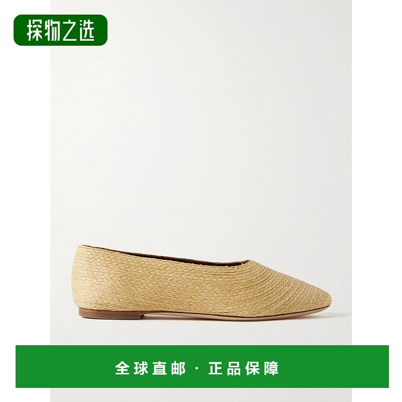 香港直邮Staud 女士 Alba 拉菲草编织芭蕾舞鞋 F25S3009RLNATR