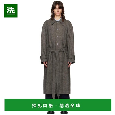 1h可退 【美国直邮】AMI Paris 棕色束带毛呢大衣 男装 242482M17