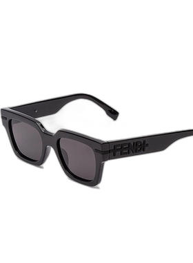 欧洲直邮Fendi芬迪Fendigraphy太阳镜黑色精致舒适长方形板材墨镜