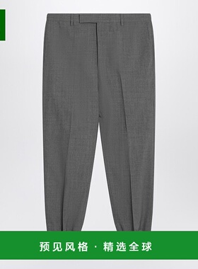 香港直邮Prada 普拉达 男士 灰色羊毛慢跑者裤子 UP0366OOO1XMY