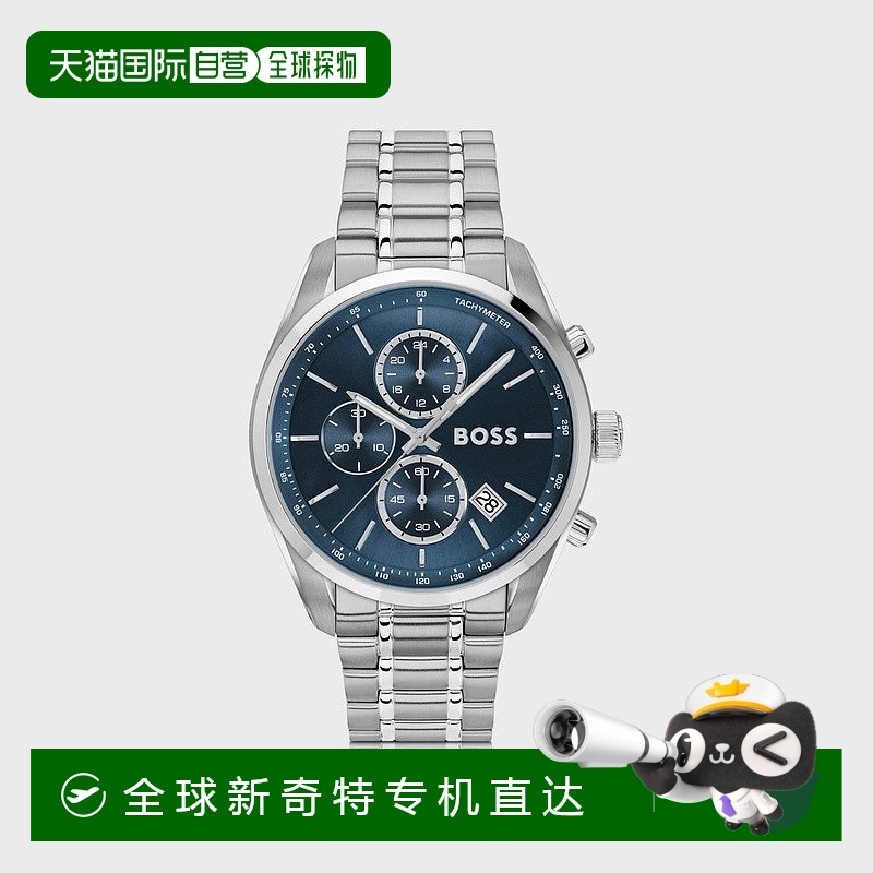欧洲直邮HUGO BOSS雨果BOSS BLACK 银色计时腕表 蓝色表盘新款