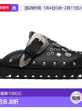 1h可退 香港直邮toga 男士 黑色 Eyelet Metal Sabot 穆勒鞋 FTVR