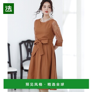 【日本直邮】PourVous 蕾丝袖长裙/婚纱/校友会/seijin-shiki/仪