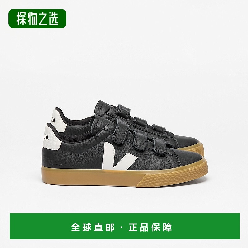 欧洲直邮VEJA Recife系列黑色/白色皮革V标识运动鞋 男女通用
