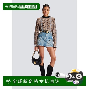 牛仔A字半身裙 香港直郵Balmain CF1LA352DE04