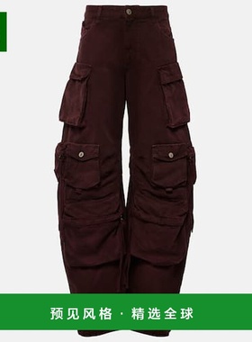 香港直邮The Attico 女士 barrel-leg 深绿色褪色设计工装牛仔裤