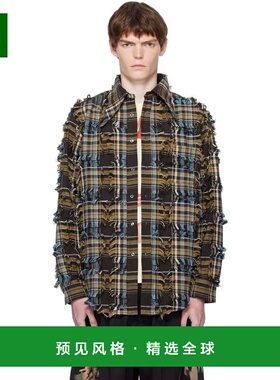 1h可退 香港直邮Collina Strada 男士 棕色 & 蓝色 Bat Button-Up