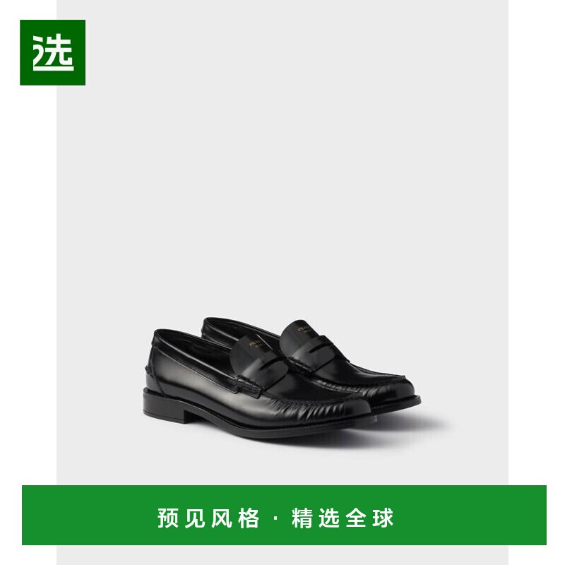 欧洲直邮PRADA (2025新品) 普拉达皮革一脚蹬拉绒胶鞋乐福鞋