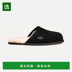 欧洲直邮UGG Scuff男士黑色棉拖鞋羊毛一脚蹬厚底半拖鞋