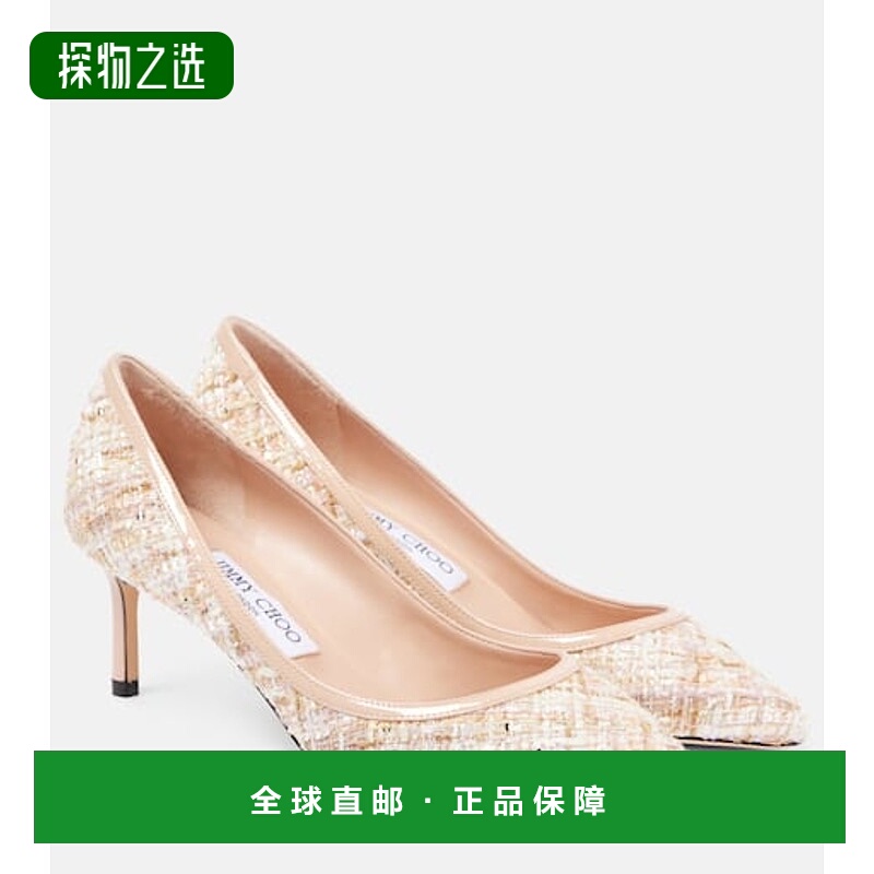 1h可退 香港直邮Jimmy Choo 周仰杰 女士 Romy 60 花呢浅口鞋