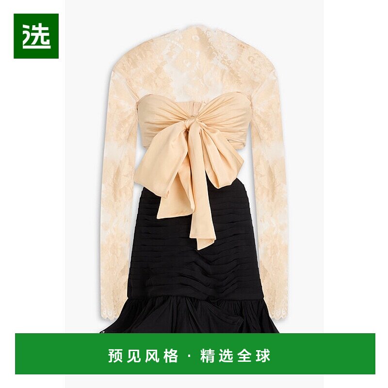 香港直邮ZIMMERMANN 女士 沟纹蕾丝拼接真丝乔其纱迷你连衣裙 104