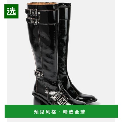 1h可退 香港直邮GANNI 甘尼 女士 Feminine 仿皮及膝靴子女靴