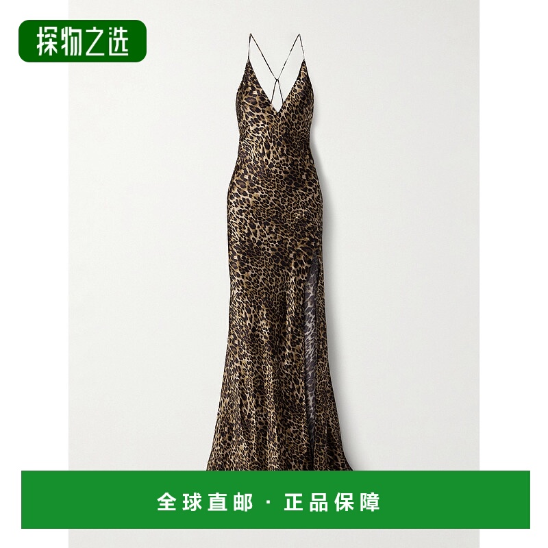 香港直邮NILI LOTAN 女士 Ira 豹纹真丝缎礼服 13065W1695VLD