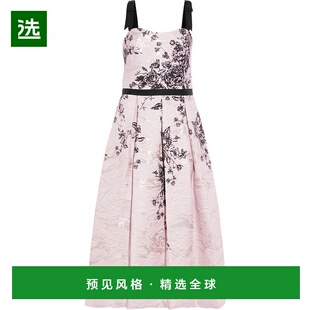 1h可退 香港直邮MARCHESA NOTTE 女士 褶裥金属感印花泡泡纱中长