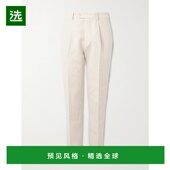 香港直邮Zegna 修身 杰尼亚 1h可退 男士 Oasi 直筒亚麻斜纹布西装